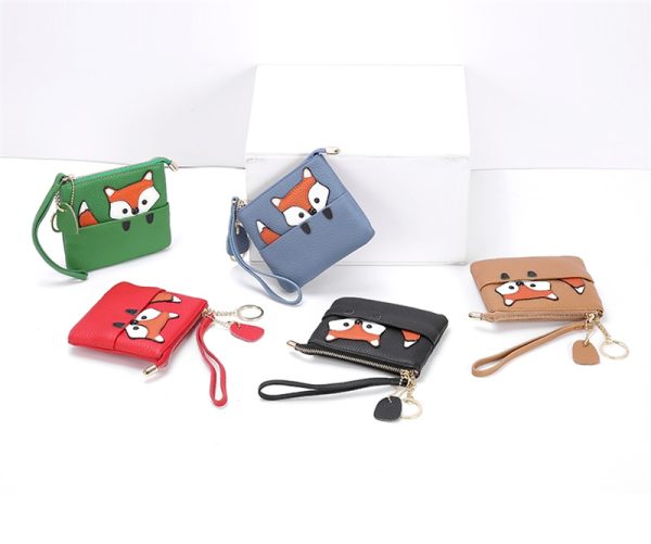 コインケース 可愛い きつね 小銭 入れ カード も 入る メンズ レディース コンパクト 財布 薄型 - 画像 (2)