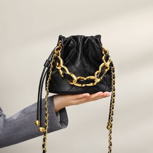 巾着 ショルダー バッグ 本革 斜 めがけ バッグ レディース おしゃれ ミニ バッグ かわいい デート バッグ - 002