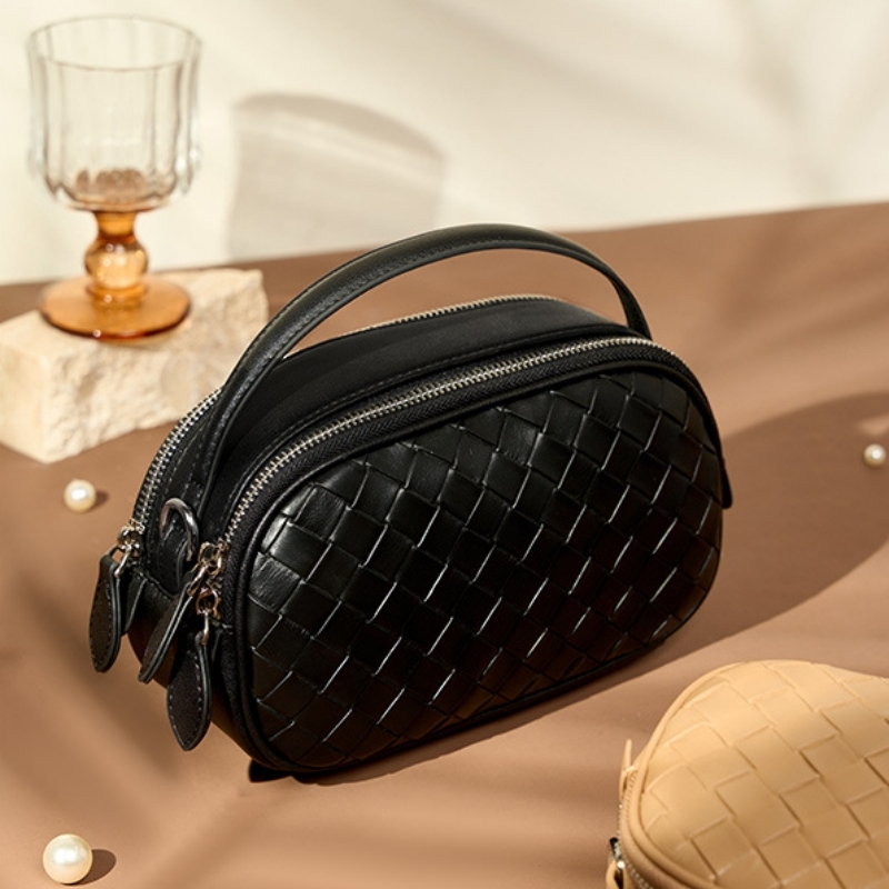 本 革 編み込み バッグ 箱 型 ミニ バッグ 小さめ ショルダー バッグ  