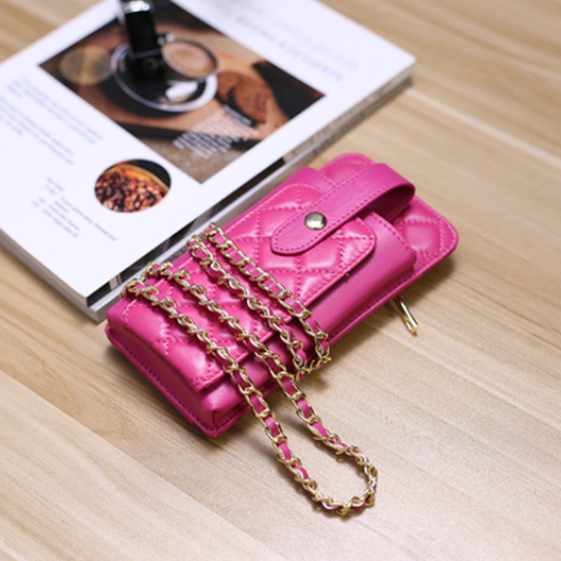 スマホ ポシェット 縦 型 本 革 キルティング レザー バッグ スマホ  