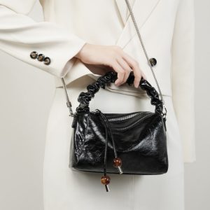 バッグ レディース 人気 シャーリング ショルダー バッグ チェーン ショルダー バッグ 大人 可愛い バッグ 30 代 ミニ ポシェット 本 革 バッグ レディース おしゃれ