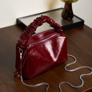 バッグ レディース 人気 シャーリング ショルダー バッグ チェーン ショルダー バッグ 大人 可愛い バッグ 30 代 ミニ ポシェット 本 革 バッグ レディース おしゃれ