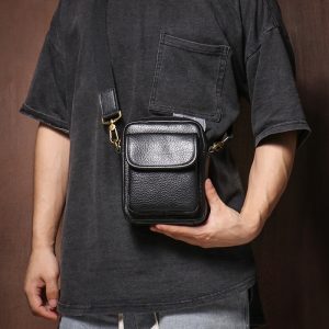 Alternative view of ショルダーバッグ メンズ 本革 レザーバッグ メンズ メンズ バック 流行り ショルダー バッグ メンズ 小さめ スマホ ポーチ 革 大人 男性 プレゼント 彼氏 バッグ プレゼント