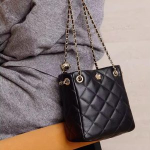 Alternative view of キルティング バッグ チェーン バケツ 型 巾着 ショルダー バッグ 本 革 ショルダー バッグ 小さめ きれい め ショルダー バッグ バッグ レディース おしゃれ 彼女 プレゼント 妻 プレゼント