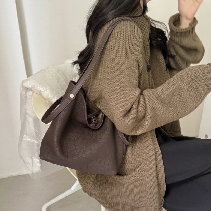 バケツ 型 トート バッグ 革 ミニポーチ 付き ショルダー バッグ 3way 