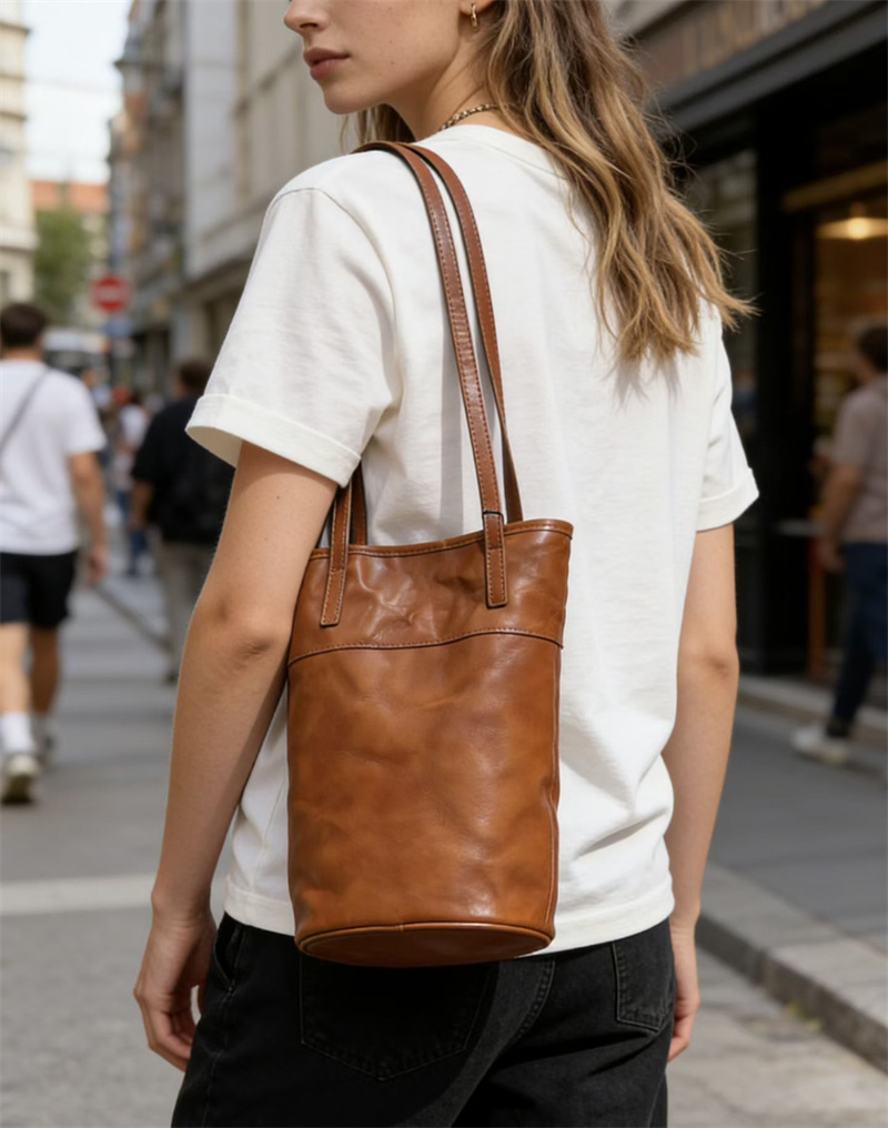 本 革 トート バッグ 縦長 ヴィンテージ バッグ ショルダー バケツ 型 ショルダー バッグ トート バッグ シンプル 肩掛け カバン レディース 母 プレゼント バッグ