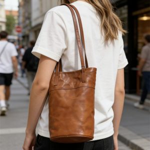 本 革 トート バッグ 縦長 ヴィンテージ バッグ ショルダー バケツ 型 ショルダー バッグ トート バッグ シンプル 肩掛け カバン レディース 母 プレゼント バッグ