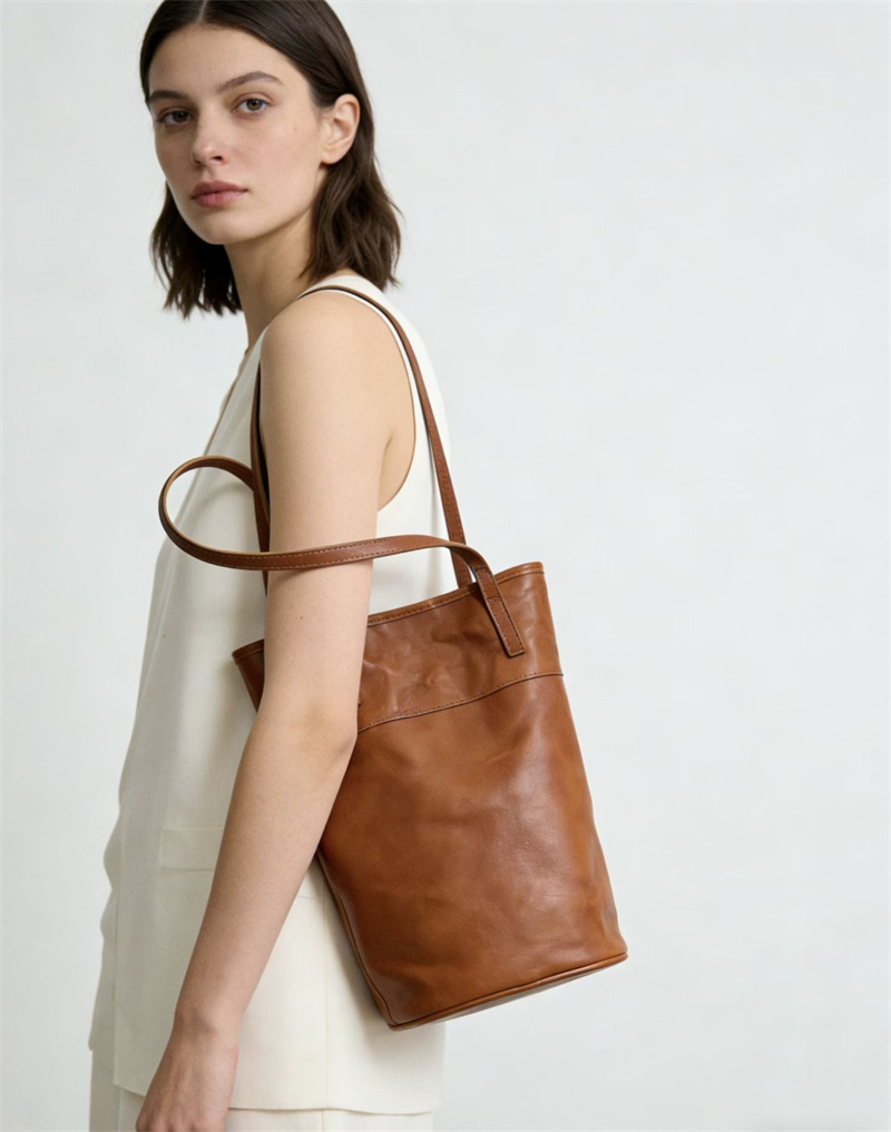 本 革 トート バッグ 縦長 ヴィンテージ バッグ ショルダー バケツ 型 ショルダー バッグ トート バッグ シンプル 肩掛け カバン レディース 母 プレゼント バッグ