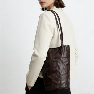 本 革 トート バッグ 縦長 ヴィンテージ バッグ ショルダー バケツ 型 ショルダー バッグ トート バッグ シンプル 肩掛け カバン レディース 母 プレゼント バッグ