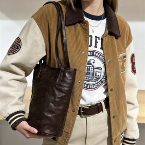 本 革 トート バッグ 縦長 ヴィンテージ バッグ ショルダー バケツ 型 ショルダー バッグ トート バッグ シンプル 肩掛け カバン レディース 母 プレゼント バッグ