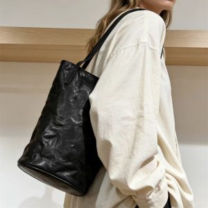 Alternative view of 本 革 トート バッグ 縦長 ヴィンテージ バッグ ショルダー バケツ 型 ショルダー バッグ トート バッグ シンプル 肩掛け カバン レディース 母 プレゼント バッグ