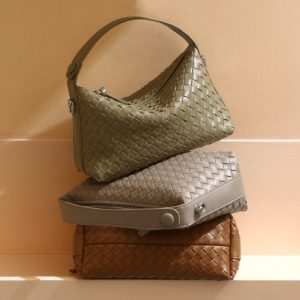 Alternative view of ホーボー バッグ レディース 編み 風 バッグ レディース レザー バッグ 本 革 バッグ レディース 人気 ハンドバッグ 2way 女性 バッグ 軽い もらって 嬉しい 革製品 女性