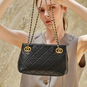 ラムスキン ショルダーバッグ キルティング バッグ 本 革  羊 革 バッグ チェーン ショルダー バッグ 結婚 式 チェーン バッグ キルティング バッグ ホワイト 大人 カジュアル バッグ 披露宴 お呼ばれ バッグ - 画像 (7)