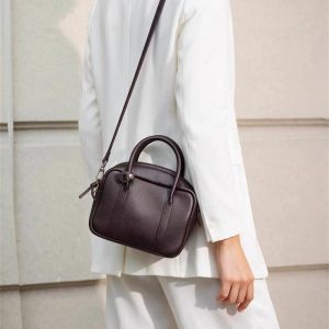 Simple Slider ミニ ショルダー バッグ 本 革 ミニ ボストン バッグ レディース 革 2way ショルダーバッグ レディース スクエア 型 ショルダー バッグ ショルダー バッグ かわいい 小さい 大人 可愛い ショルダー バッグ カジュアル カバン レディース